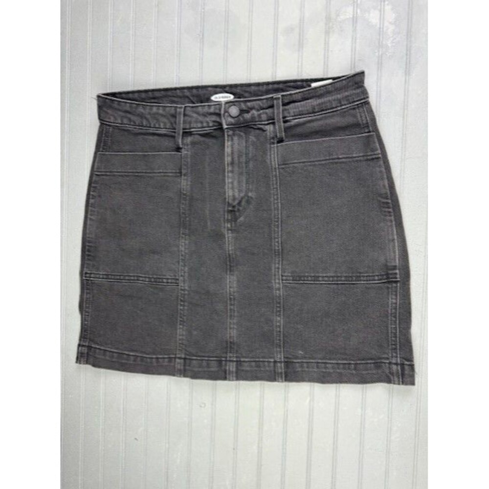 Old Navy Size 8 Womens Black Skirt Denim Jean Short Stretch